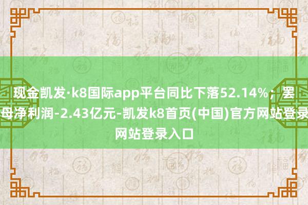 现金凯发·k8国际app平台同比下落52.14%；罢了归母净利润-2.43亿元-凯发k8首页(中国)官方网站登录入口