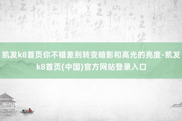 凯发k8首页你不错差别转变暗影和高光的亮度-凯发k8首页(中国)官方网站登录入口