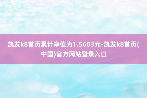 凯发k8首页累计净值为1.5603元-凯发k8首页(中国)官方网站登录入口